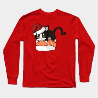 Tuxedo Cat Salmon Sushi Christmas Long Sleeve T-Shirt